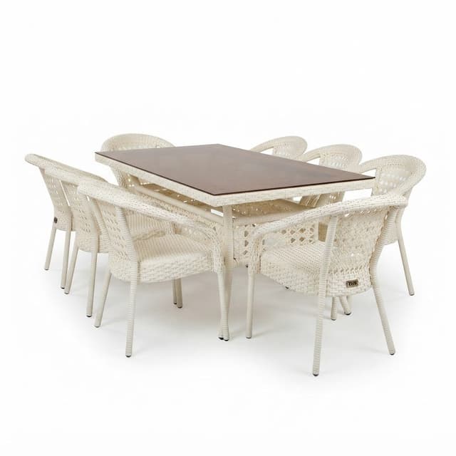 Big Dining Table and 8-Chair Set