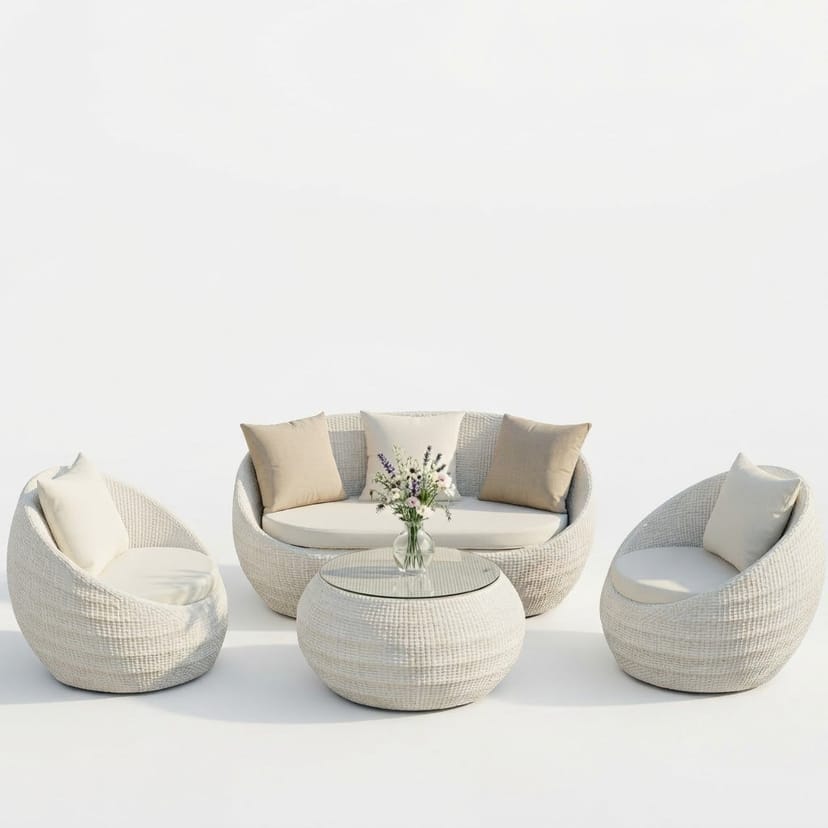 5 Seater Apple Chair Set 5+1 (5-Chair Set 1-Round Table) - Image 1